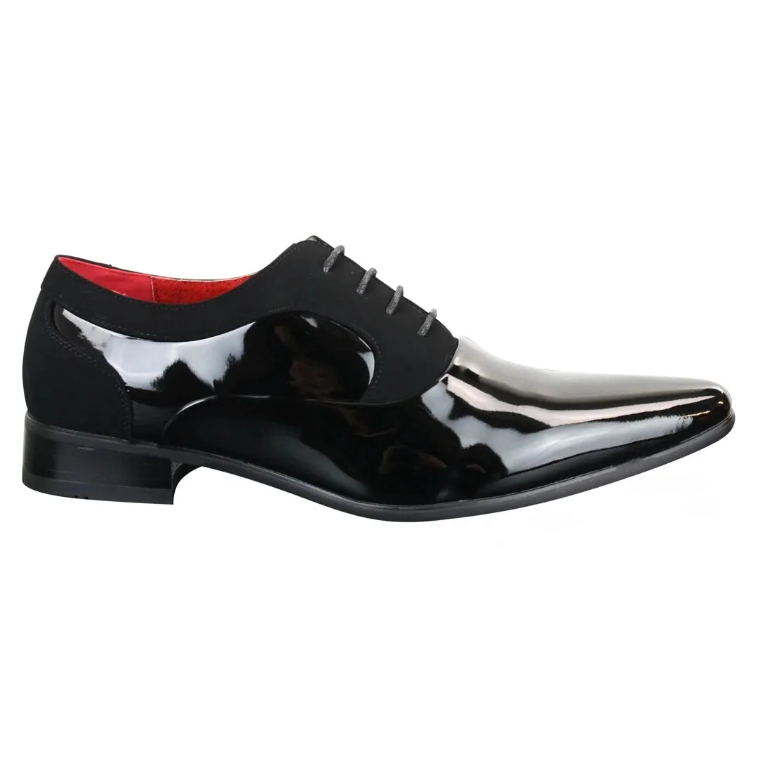 Zapatos de cuero de ante brillante con cordones para uso formal y elegante para hombre