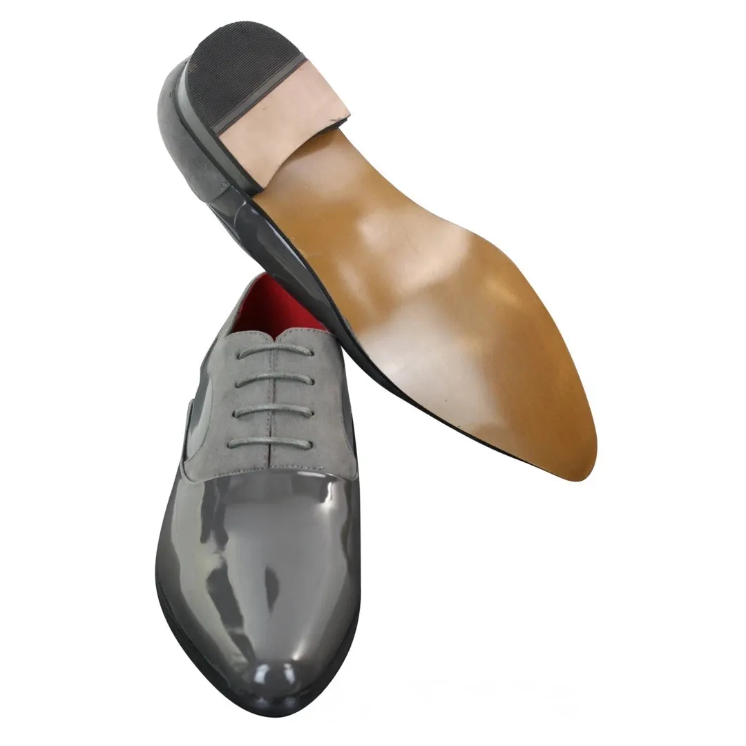 Zapatos de cuero de ante brillante con cordones para uso formal y elegante para hombre