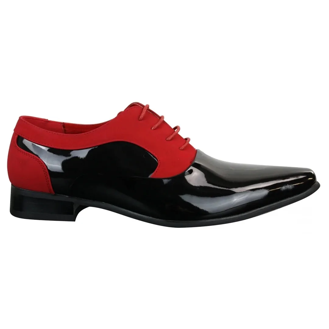 Zapatos de cuero de ante brillante con cordones para uso formal y elegante para hombre