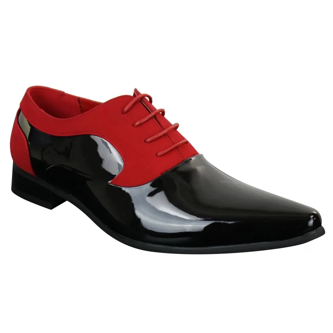 Zapatos de cuero de ante brillante con cordones para uso formal y elegante para hombre