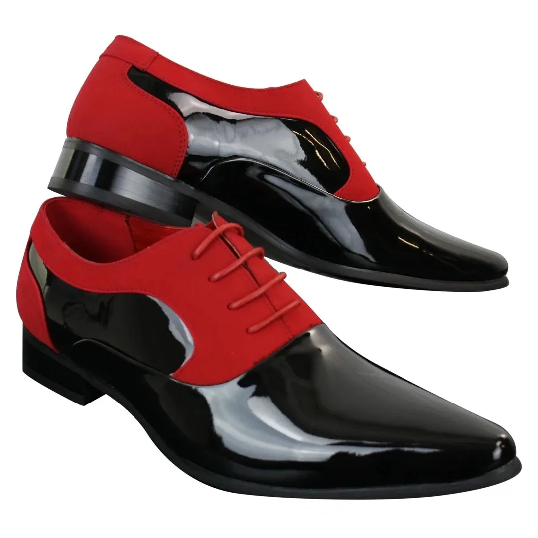 Zapatos de cuero de ante brillante con cordones para uso formal y elegante para hombre