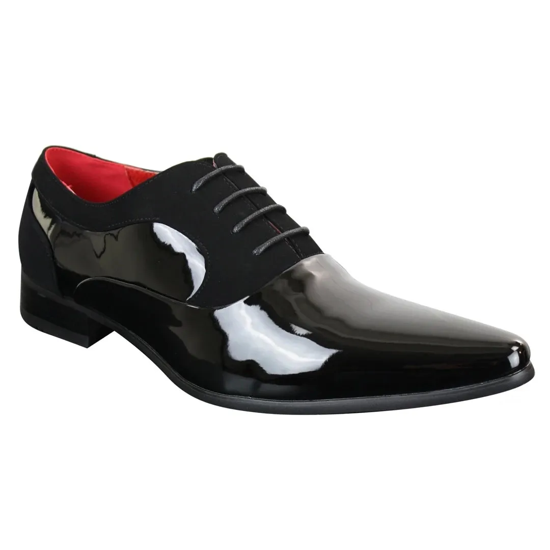 Zapatos de cuero de ante brillante con cordones para uso formal y elegante para hombre