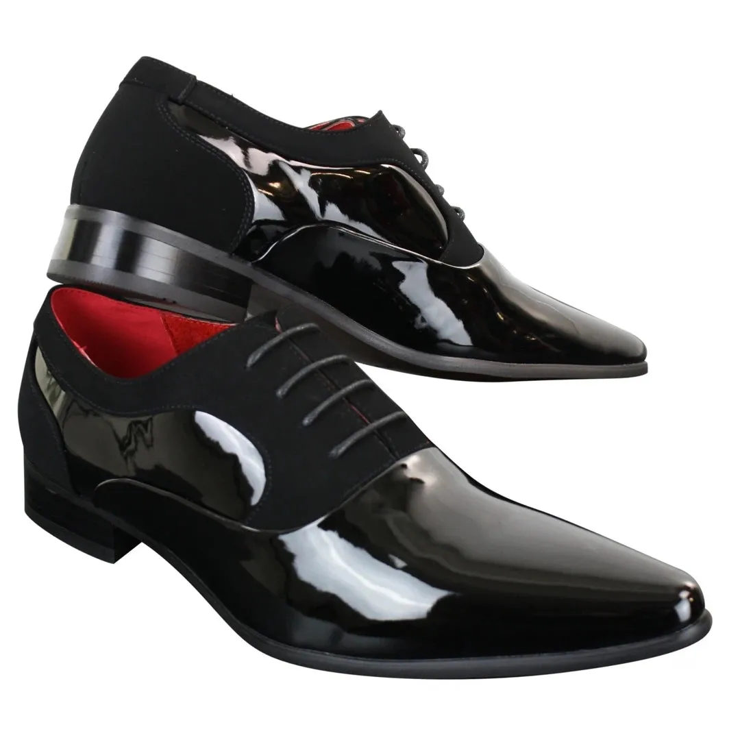 Zapatos de cuero de ante brillante con cordones para uso formal y elegante para hombre