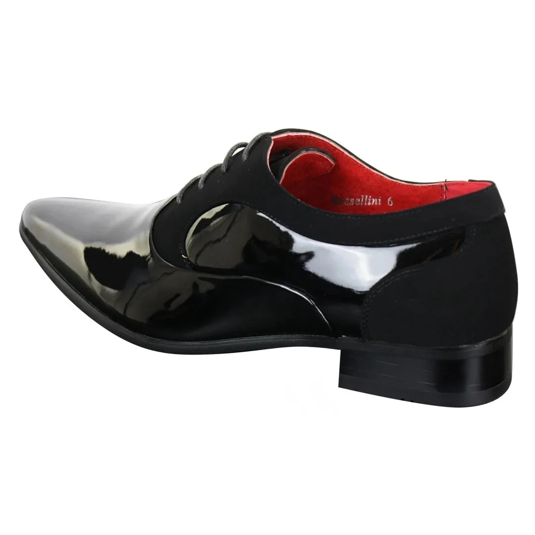 Zapatos de cuero de ante brillante con cordones para uso formal y elegante para hombre