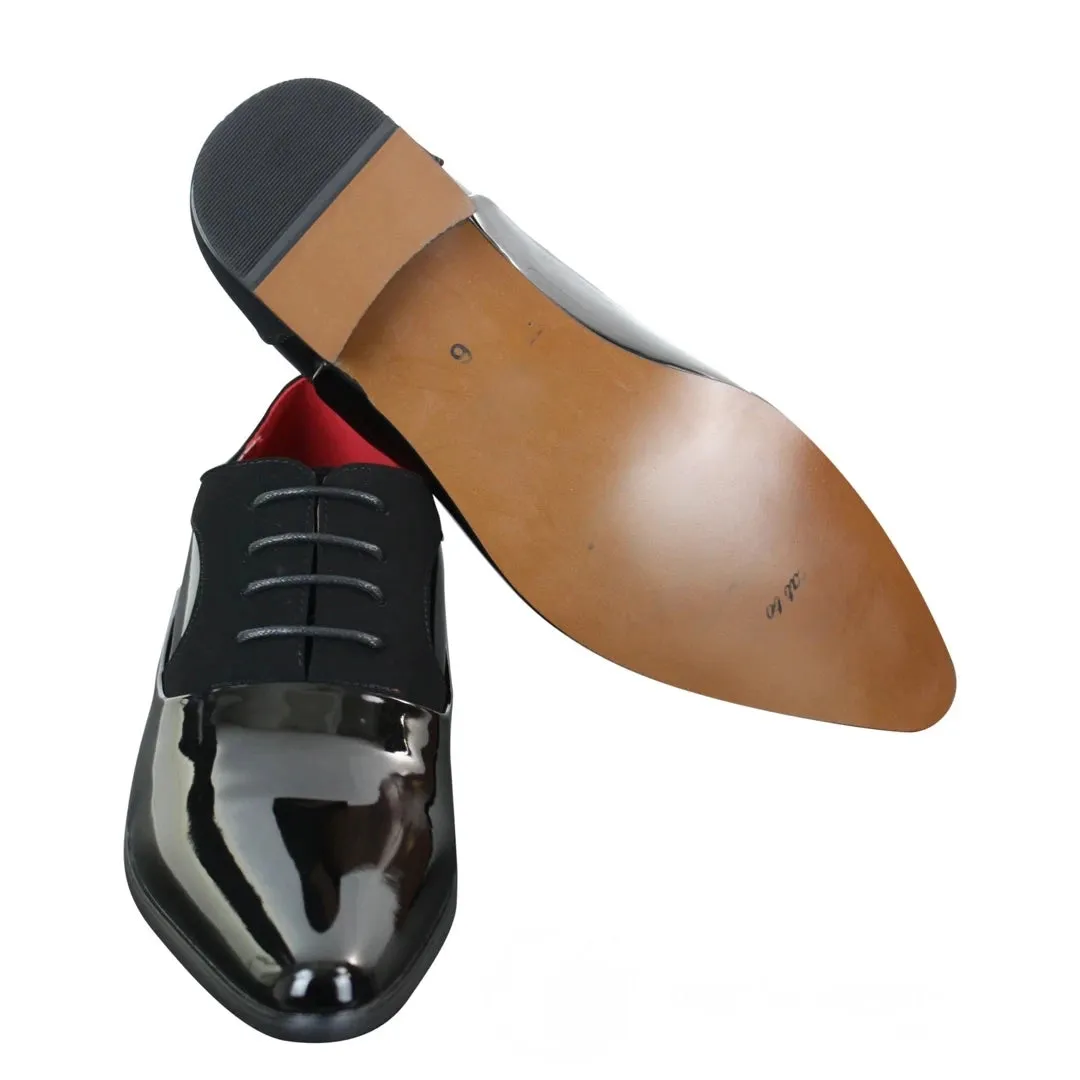 Zapatos de cuero de ante brillante con cordones para uso formal y elegante para hombre