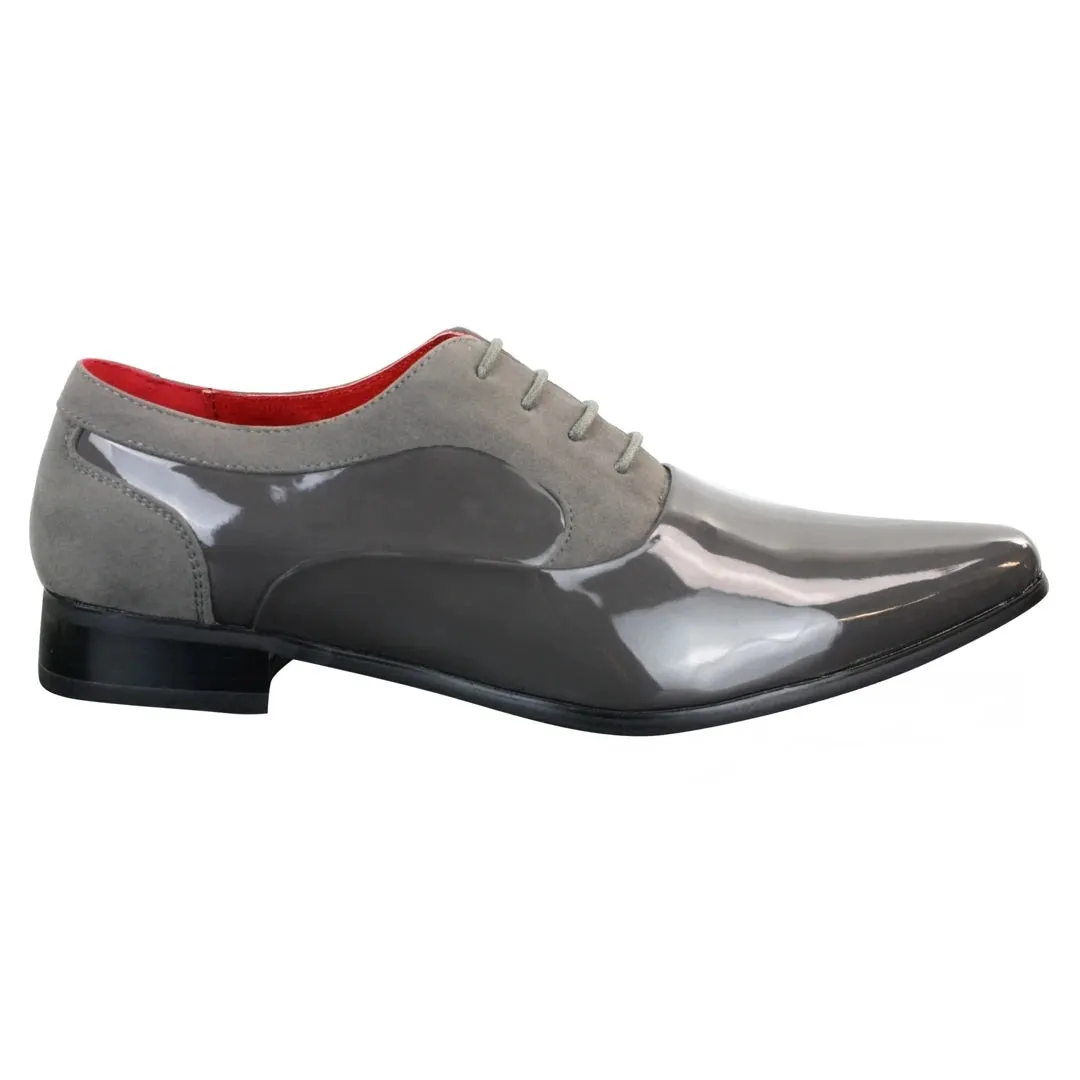 Zapatos de cuero de ante brillante con cordones para uso formal y elegante para hombre