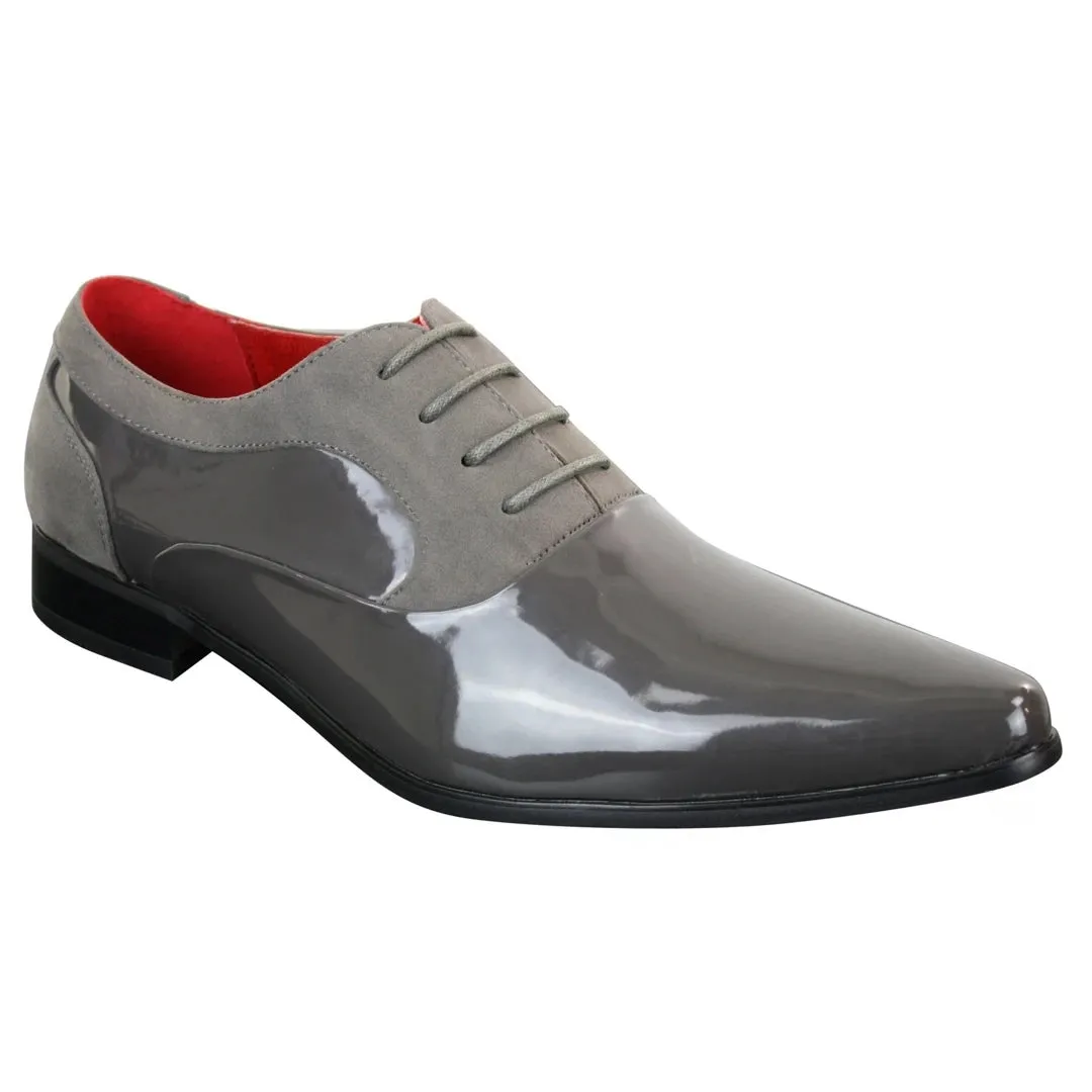 Zapatos de cuero de ante brillante con cordones para uso formal y elegante para hombre