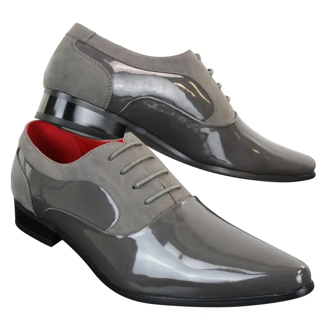 Zapatos de cuero de ante brillante con cordones para uso formal y elegante para hombre