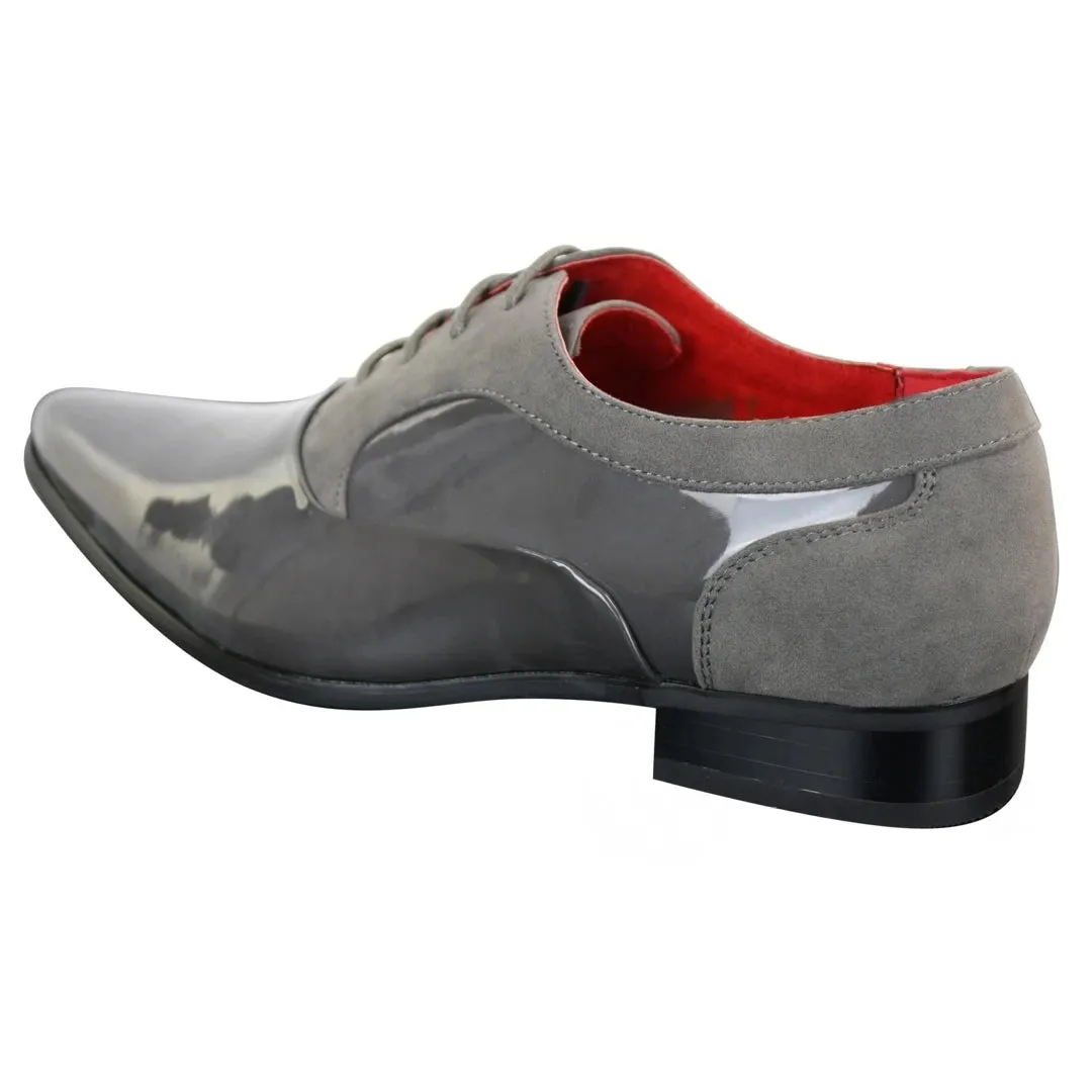 Zapatos de cuero de ante brillante con cordones para uso formal y elegante para hombre