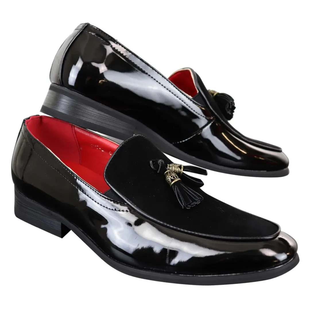 Zapatos de cuero de ante sintético brillante con borla para Casual o elegante de hombre