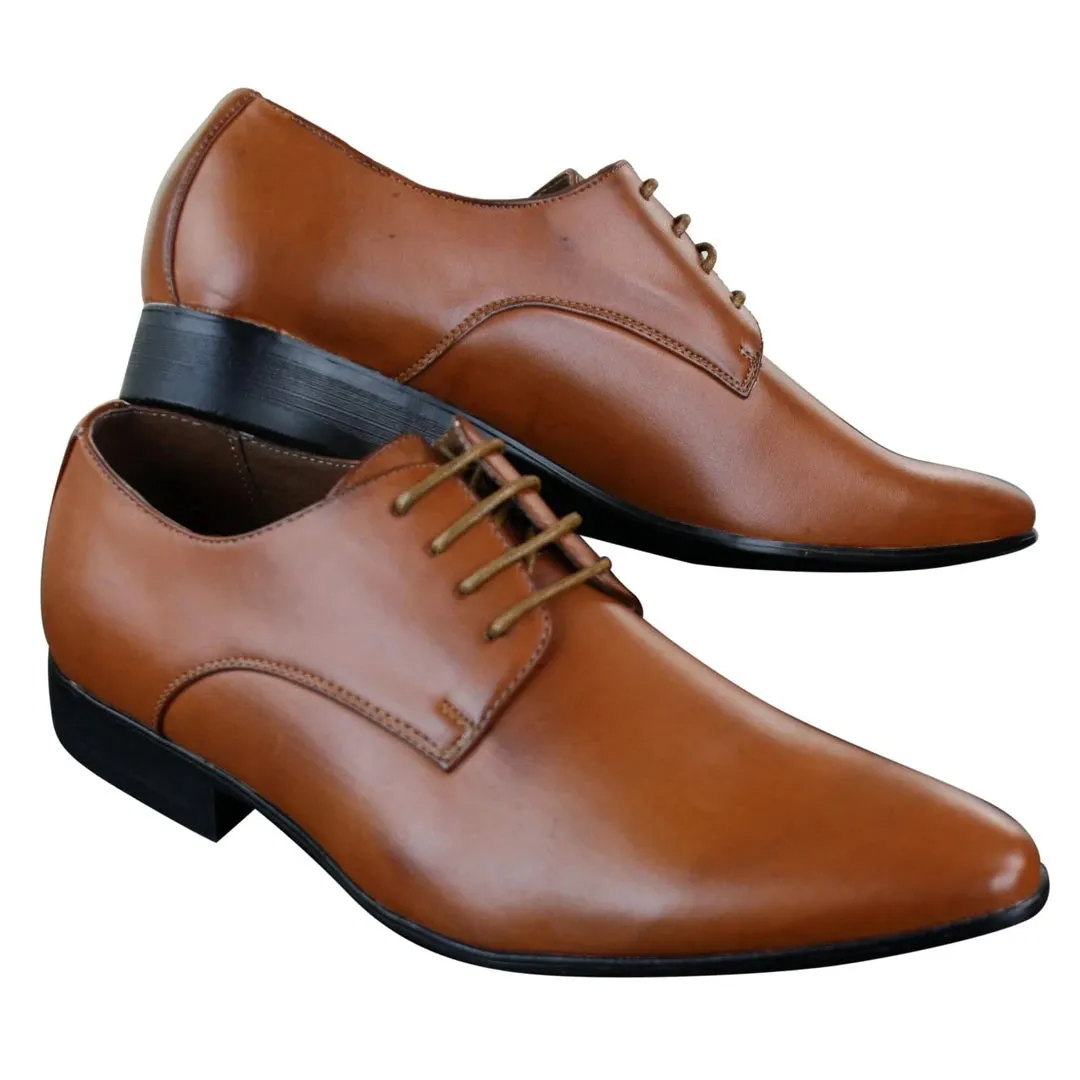 Zapatos de cuero puntiagudos con cordones ideal para boda,baile oficina estilo clásico para hombre