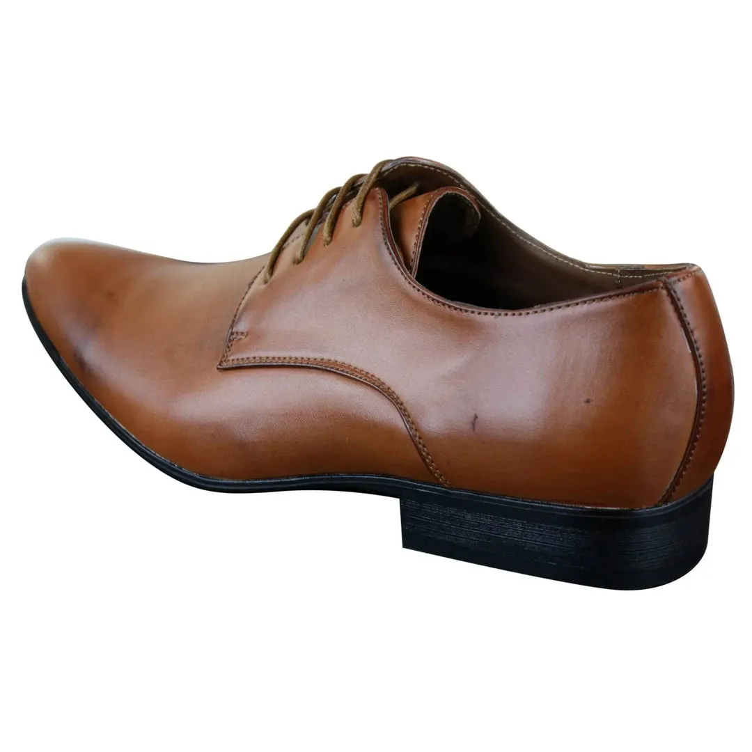 Zapatos de cuero puntiagudos con cordones ideal para boda,baile oficina estilo clásico para hombre