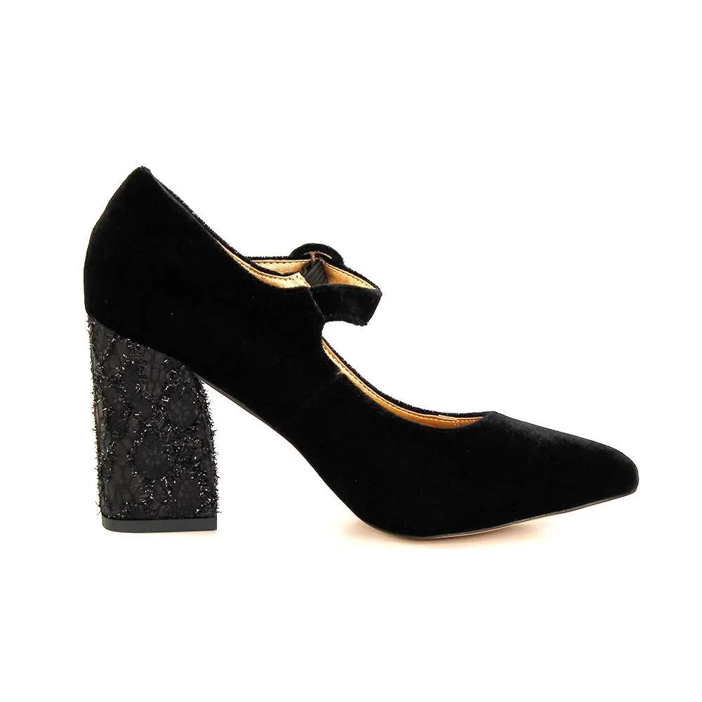 ZAPATOS DE FIESTA DE TEXTIL EFERRI MORILES TACóN 5 CM TALLA 39  NEGRO