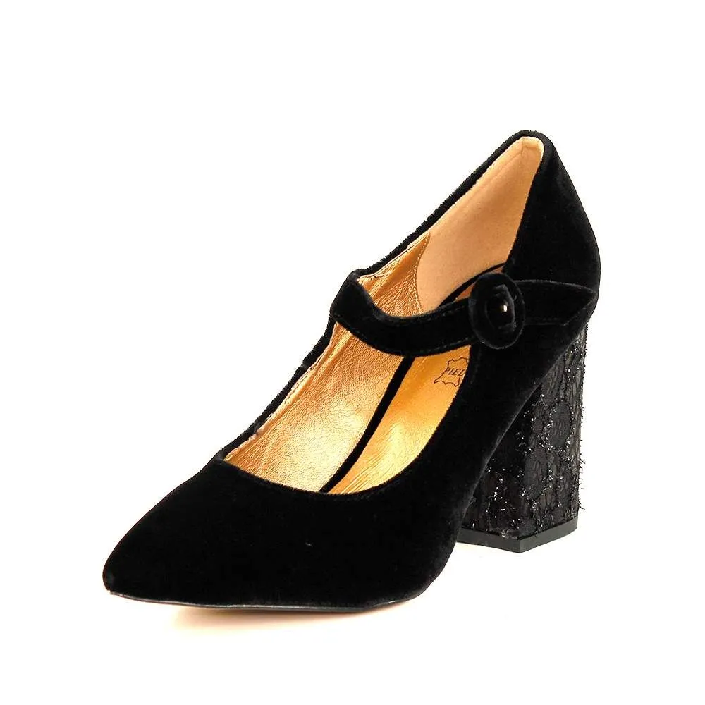 ZAPATOS DE FIESTA DE TEXTIL EFERRI MORILES TACóN 5 CM TALLA 39  NEGRO