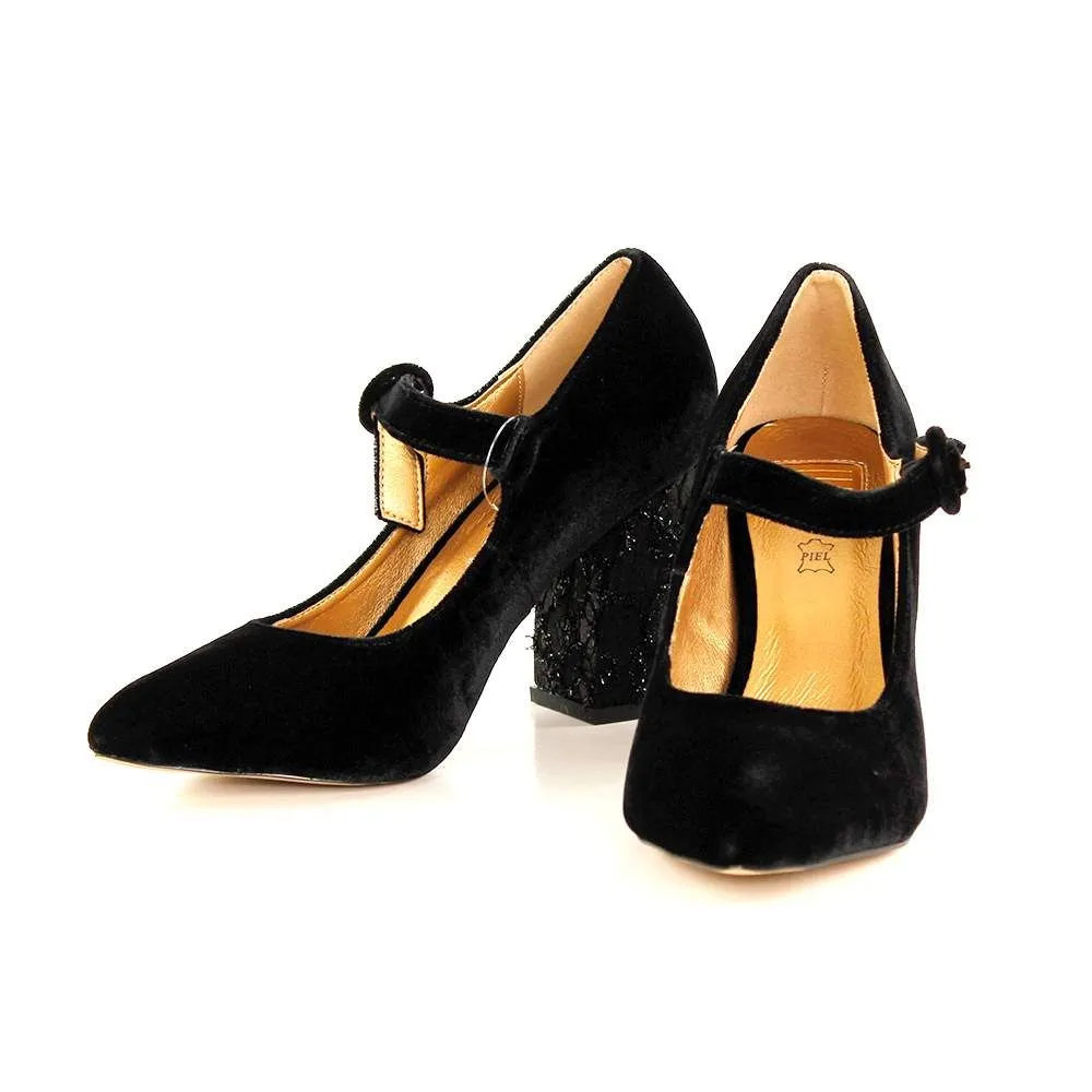 ZAPATOS DE FIESTA DE TEXTIL EFERRI MORILES TACóN 5 CM TALLA 39  NEGRO