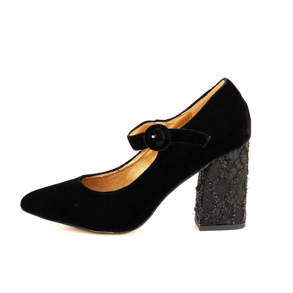 ZAPATOS DE FIESTA DE TEXTIL EFERRI MORILES TACóN 5 CM TALLA 39  NEGRO