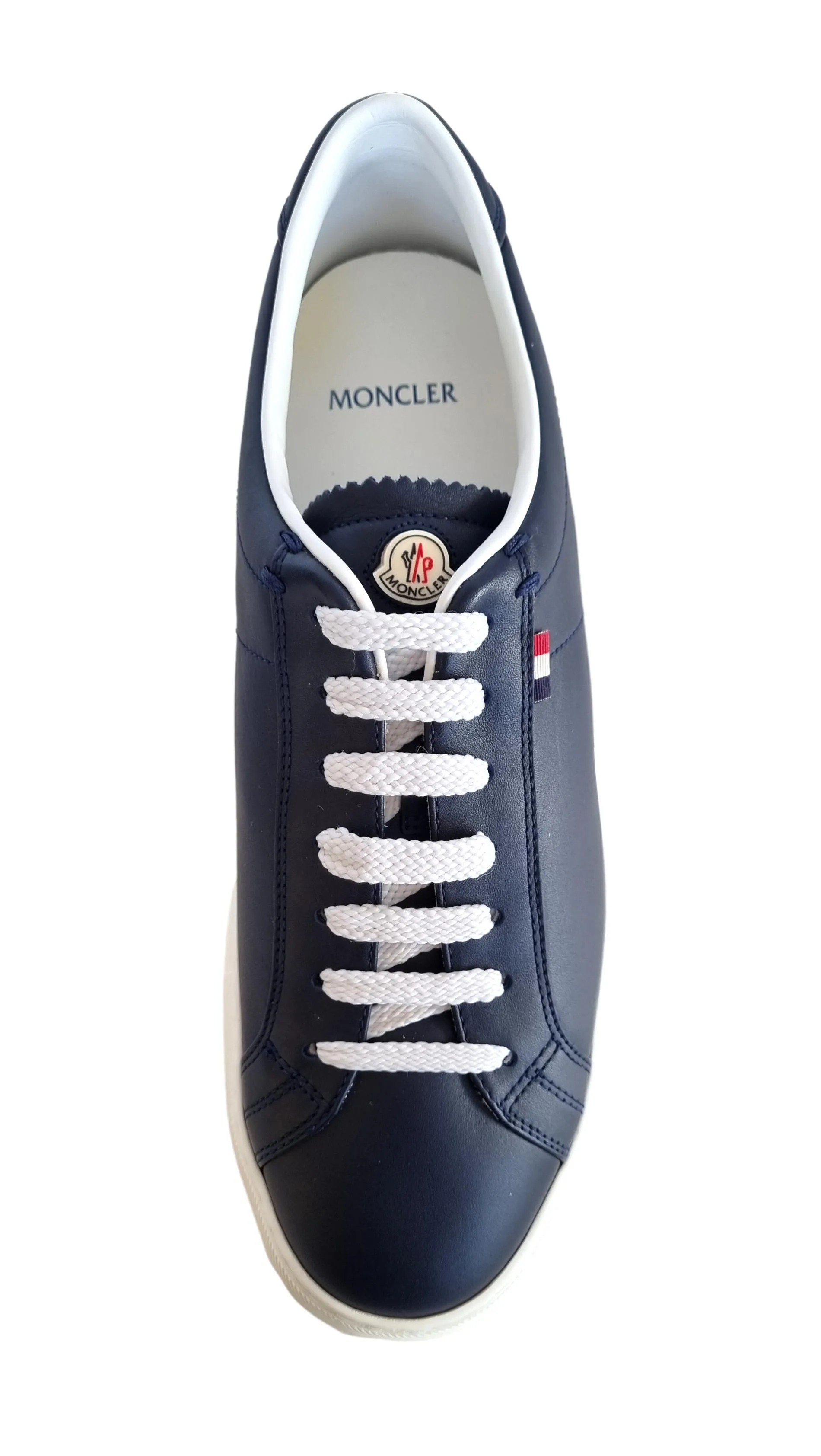 ZAPATOS DE HOMBRE MONCLER EN PIEL Y TEJIDO NEW MONACO 019 MT AZULBLANCO