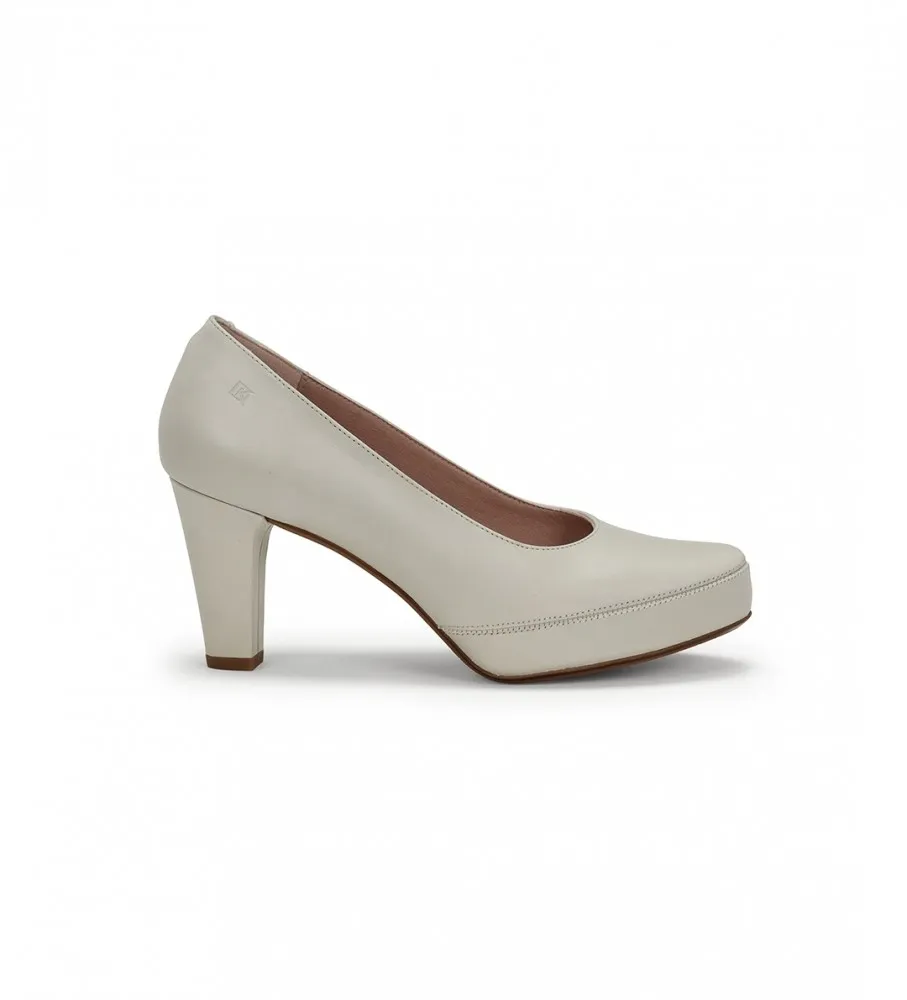 ZAPATOS DE PIEL BLESA BLANCO ALTURA TACóN 6CM