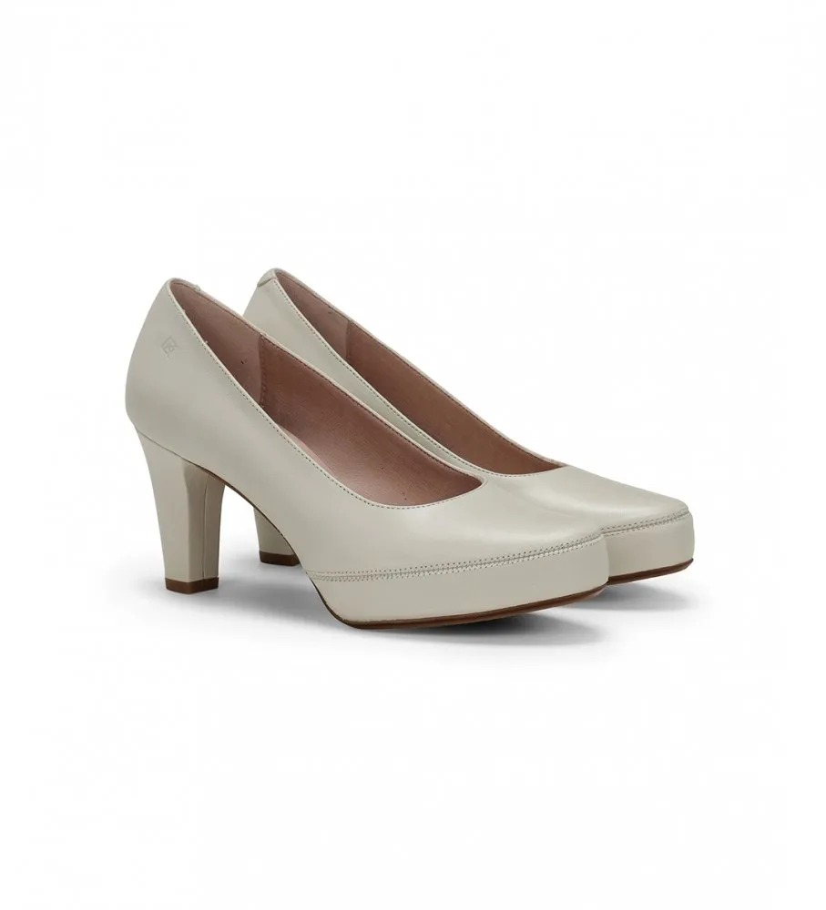 ZAPATOS DE PIEL BLESA BLANCO ALTURA TACóN 6CM