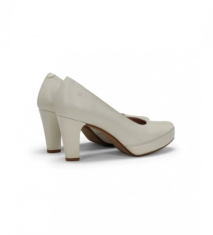 ZAPATOS DE PIEL BLESA BLANCO ALTURA TACóN 6CM