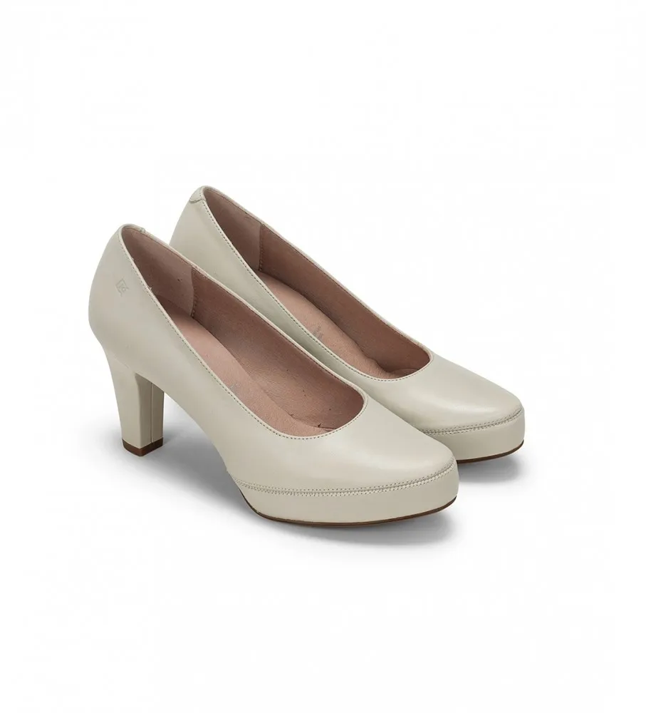 ZAPATOS DE PIEL BLESA BLANCO ALTURA TACóN 6CM