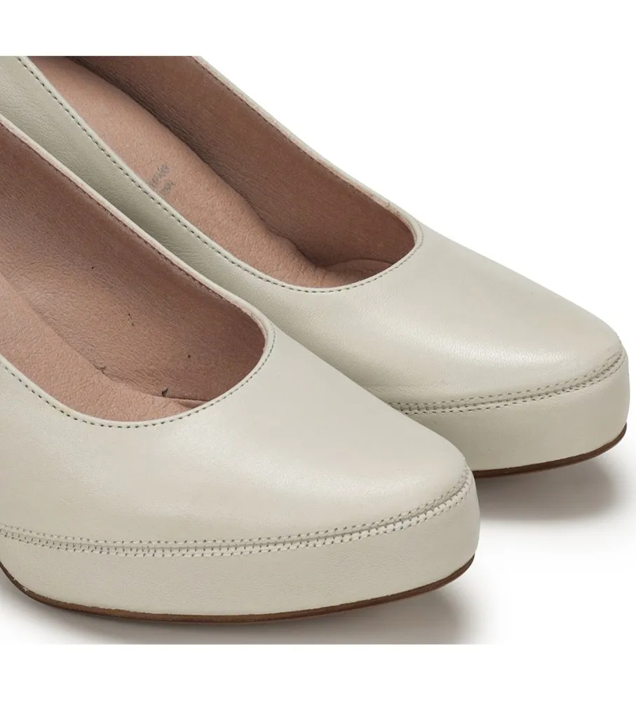 ZAPATOS DE PIEL BLESA BLANCO ALTURA TACóN 6CM
