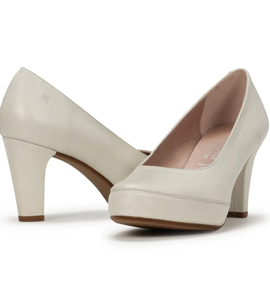 ZAPATOS DE PIEL BLESA BLANCO ALTURA TACóN 6CM