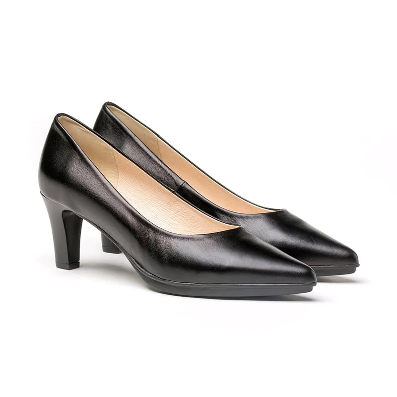 Zapatos De Salón Confort Mujer Piel Napa Tacón Medio 1498 Negro, de Eva Mañas