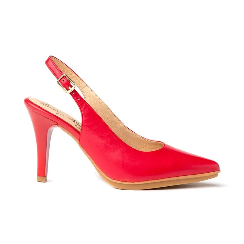 Zapatos De Salón Descubierto Mujer Piel Napa Tacón Alto 1495 Rojo, de Eva Mañas
