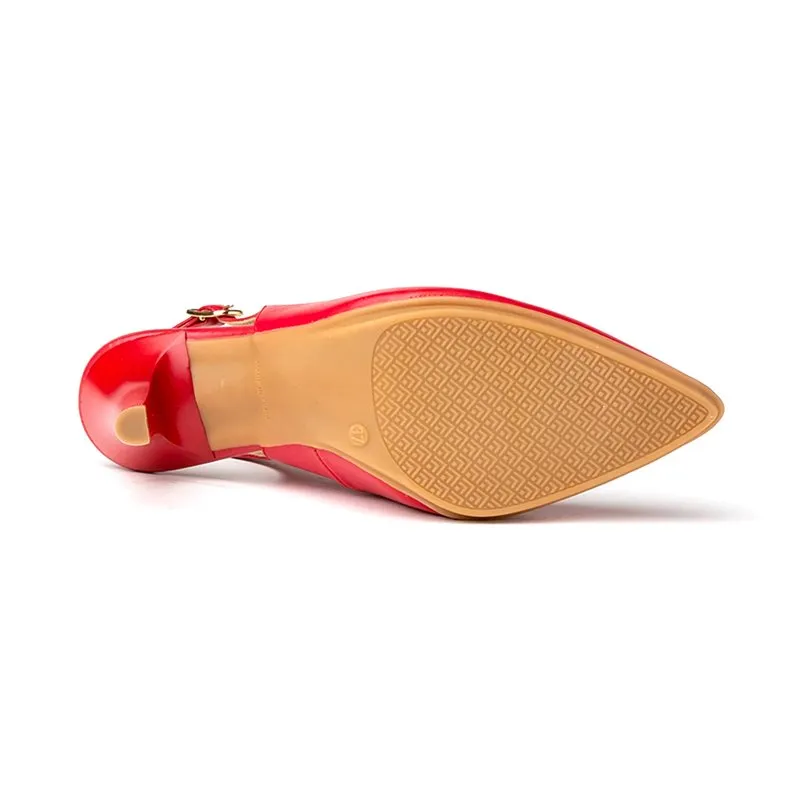 Zapatos De Salón Descubierto Mujer Piel Napa Tacón Alto 1495 Rojo, de Eva Mañas
