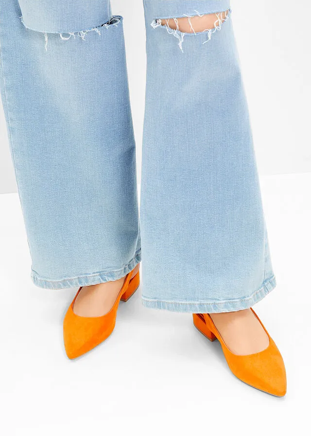 Zapatos de tacón con talón al descubierto Naranja