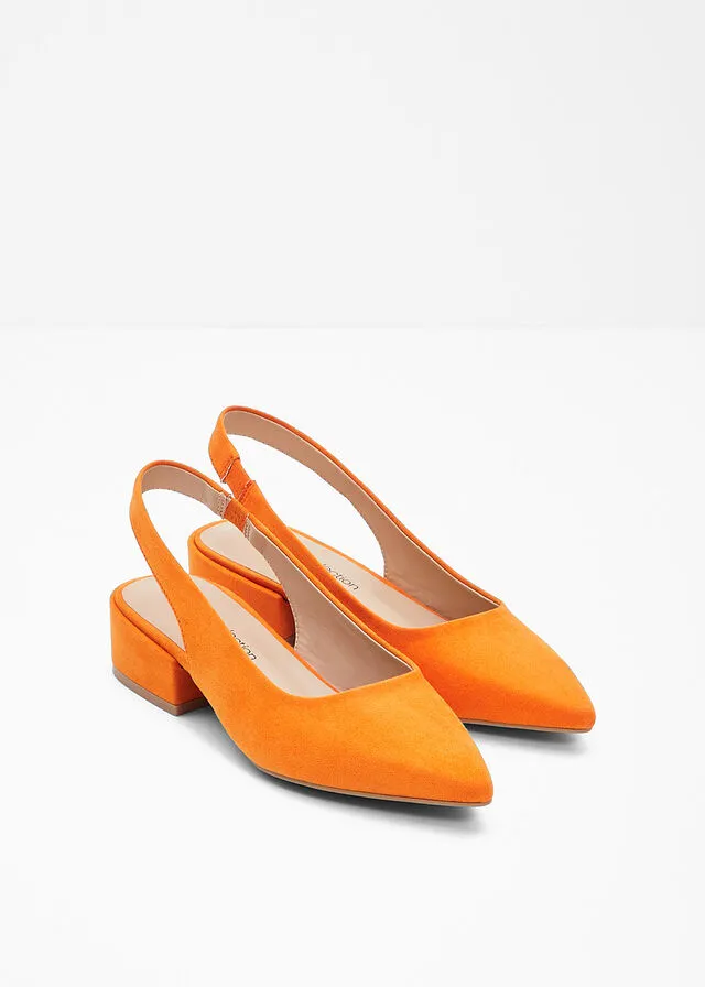 Zapatos de tacón con talón al descubierto Naranja