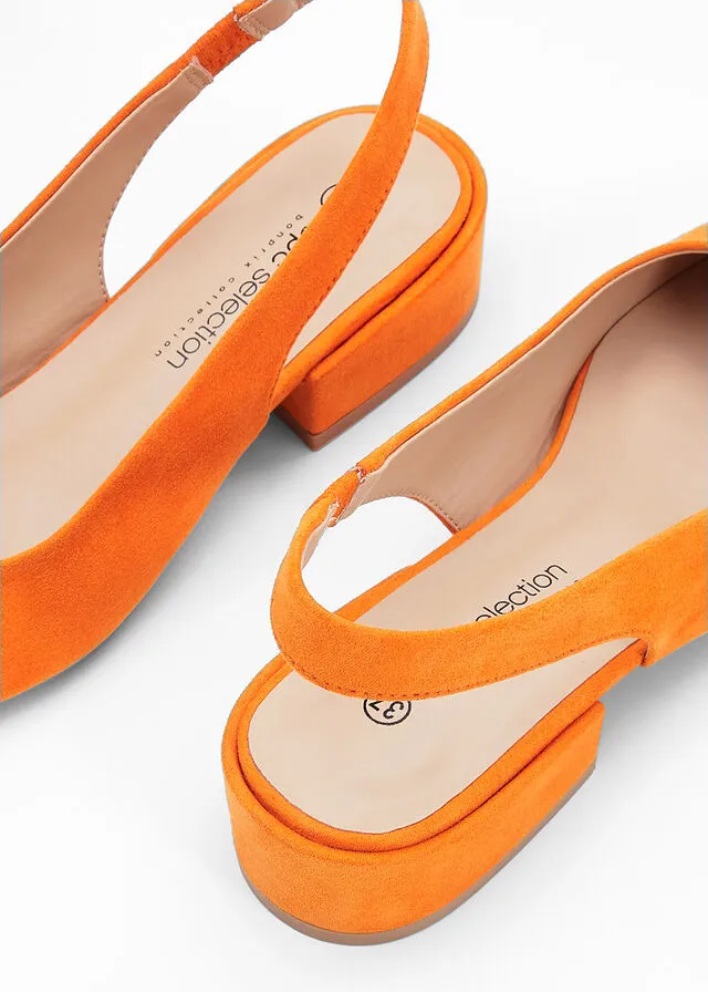 Zapatos de tacón con talón al descubierto Naranja
