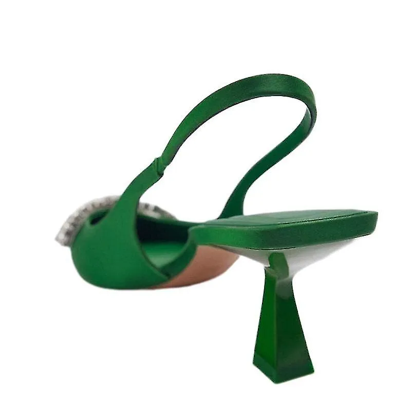 ZAPATOS DE TIRACHINAS DE TACóN CON LAZO ADORNADO  VERDE  MUJER