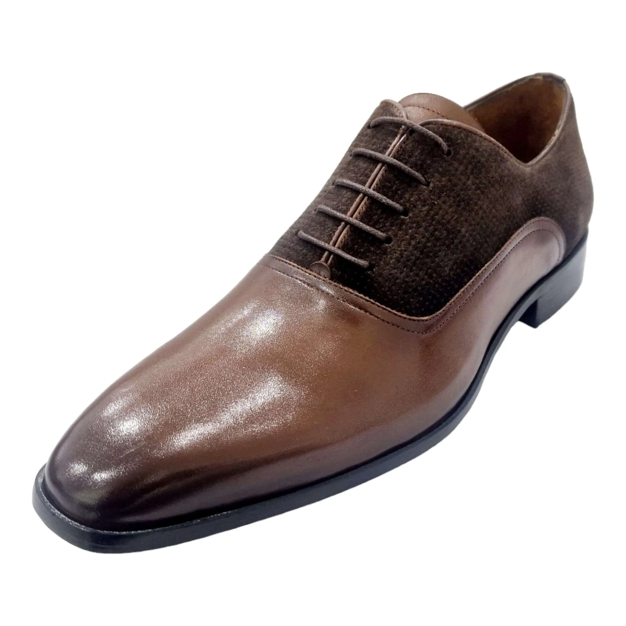 ZAPATOS DE VESTIR HOMBRE BLUCHER COMBINADO CON SERRAJE CUERO