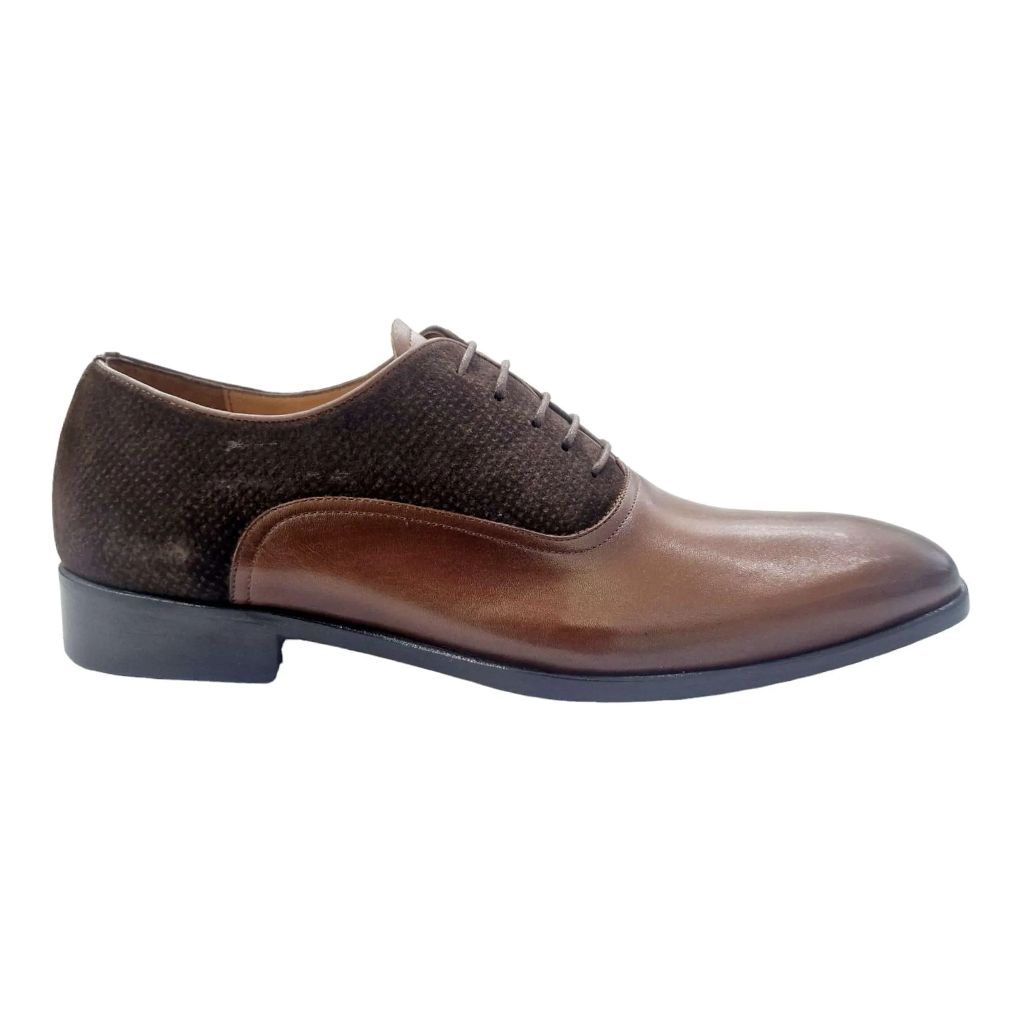 ZAPATOS DE VESTIR HOMBRE BLUCHER COMBINADO CON SERRAJE CUERO