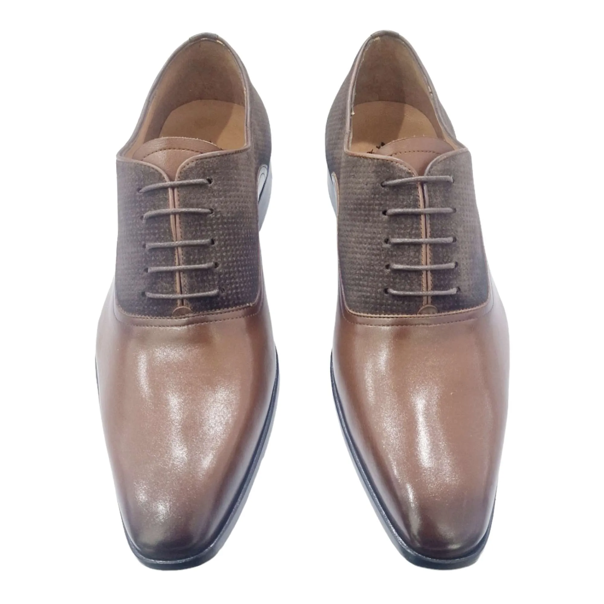 ZAPATOS DE VESTIR HOMBRE BLUCHER COMBINADO CON SERRAJE CUERO