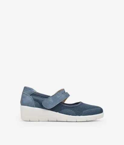 Zapatos deportivos azules con cuña
