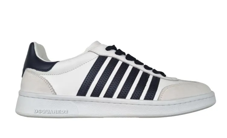 Zapatos deportivos de hombre DSQUARED2 en piel BOXER M1365 blanco y negro 43