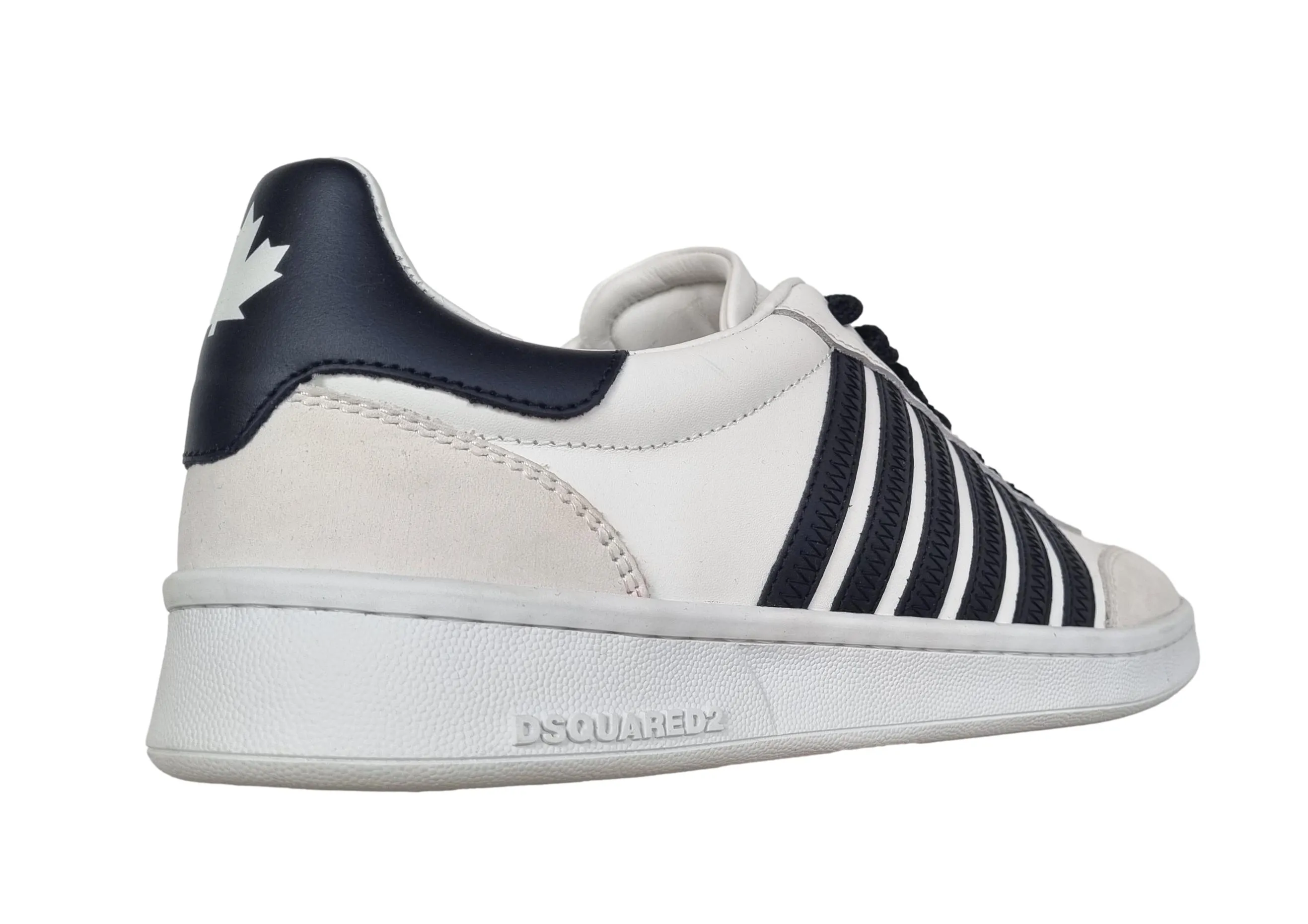 Zapatos deportivos de hombre DSQUARED2 en piel BOXER M1365 blanco y negro 43