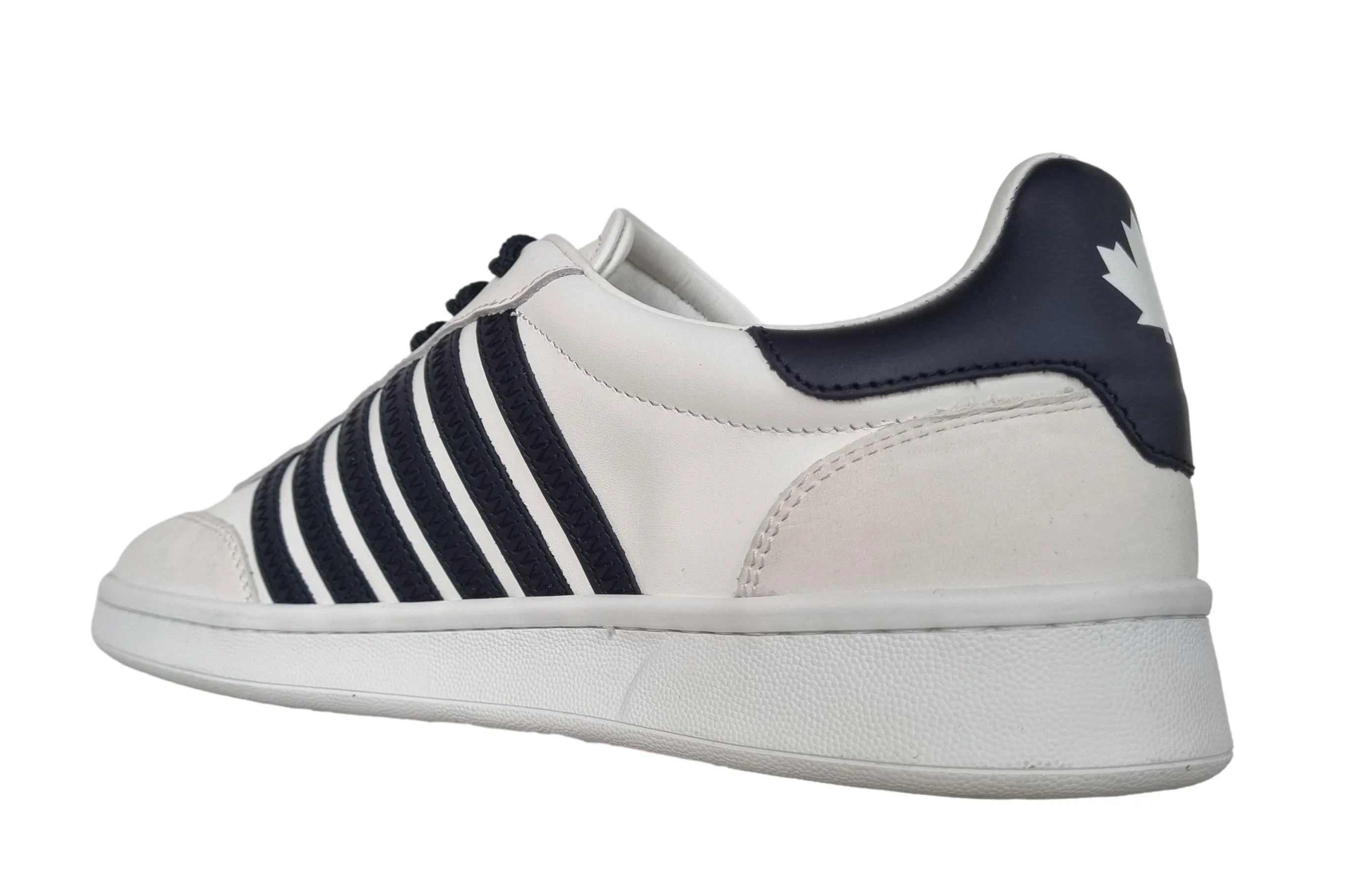 Zapatos deportivos de hombre DSQUARED2 en piel BOXER M1365 blanco y negro 43