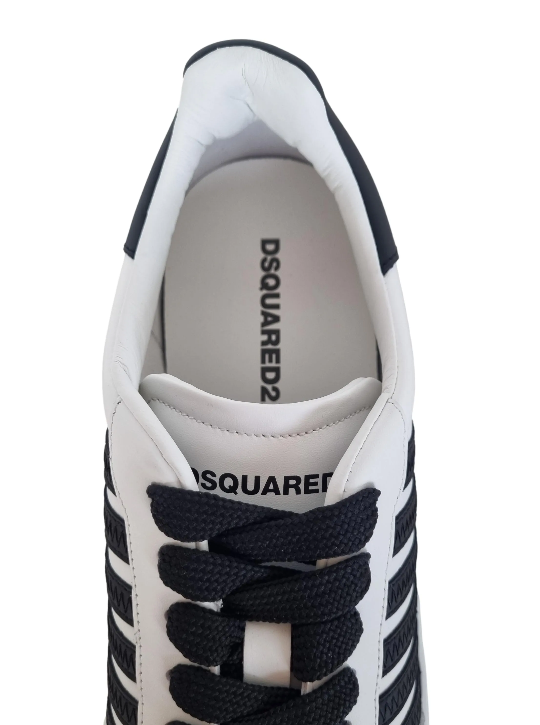 Zapatos deportivos de hombre DSQUARED2 en piel BOXER M1365 blanco y negro 43