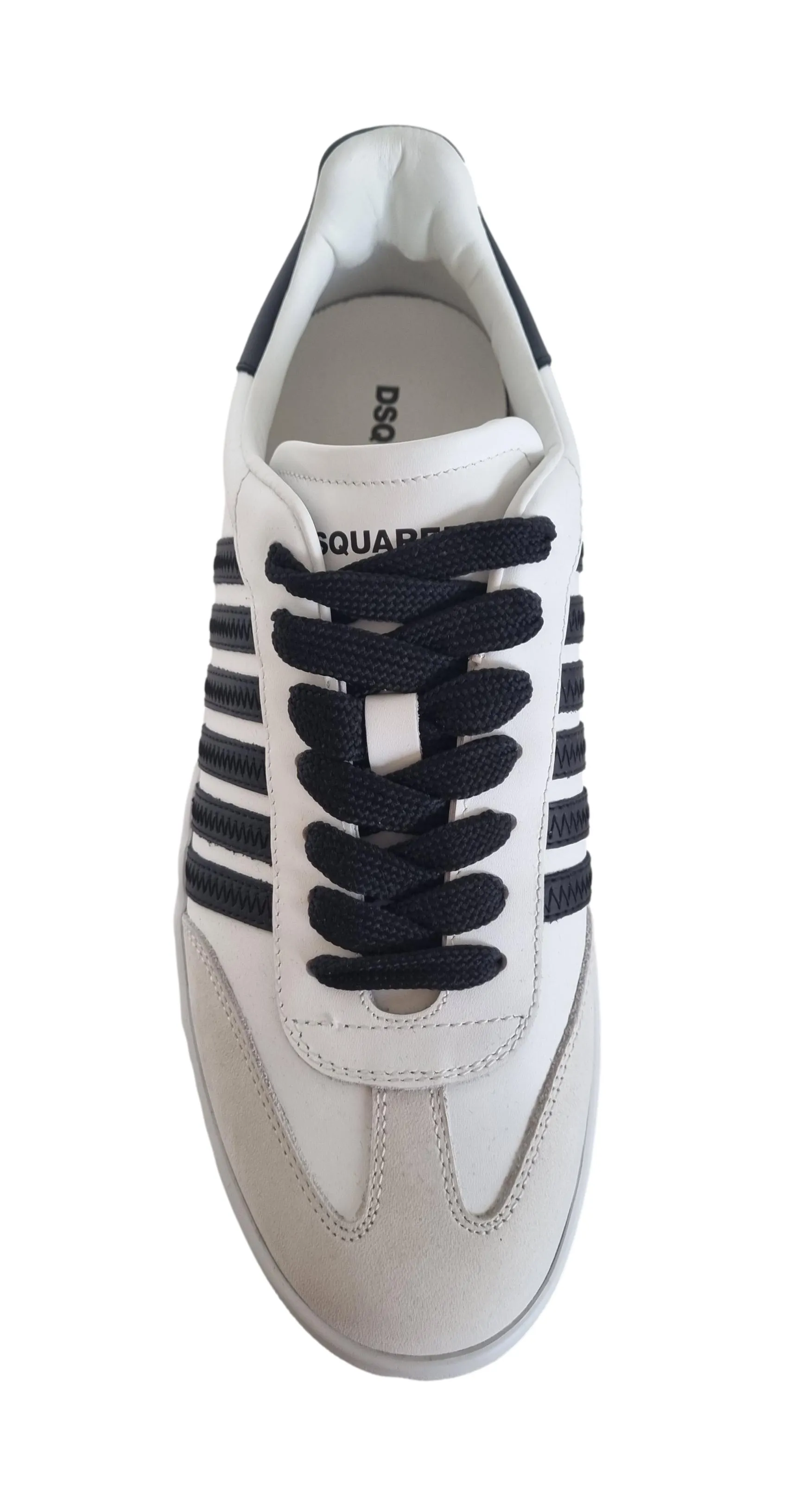 Zapatos deportivos de hombre DSQUARED2 en piel BOXER M1365 blanco y negro 43
