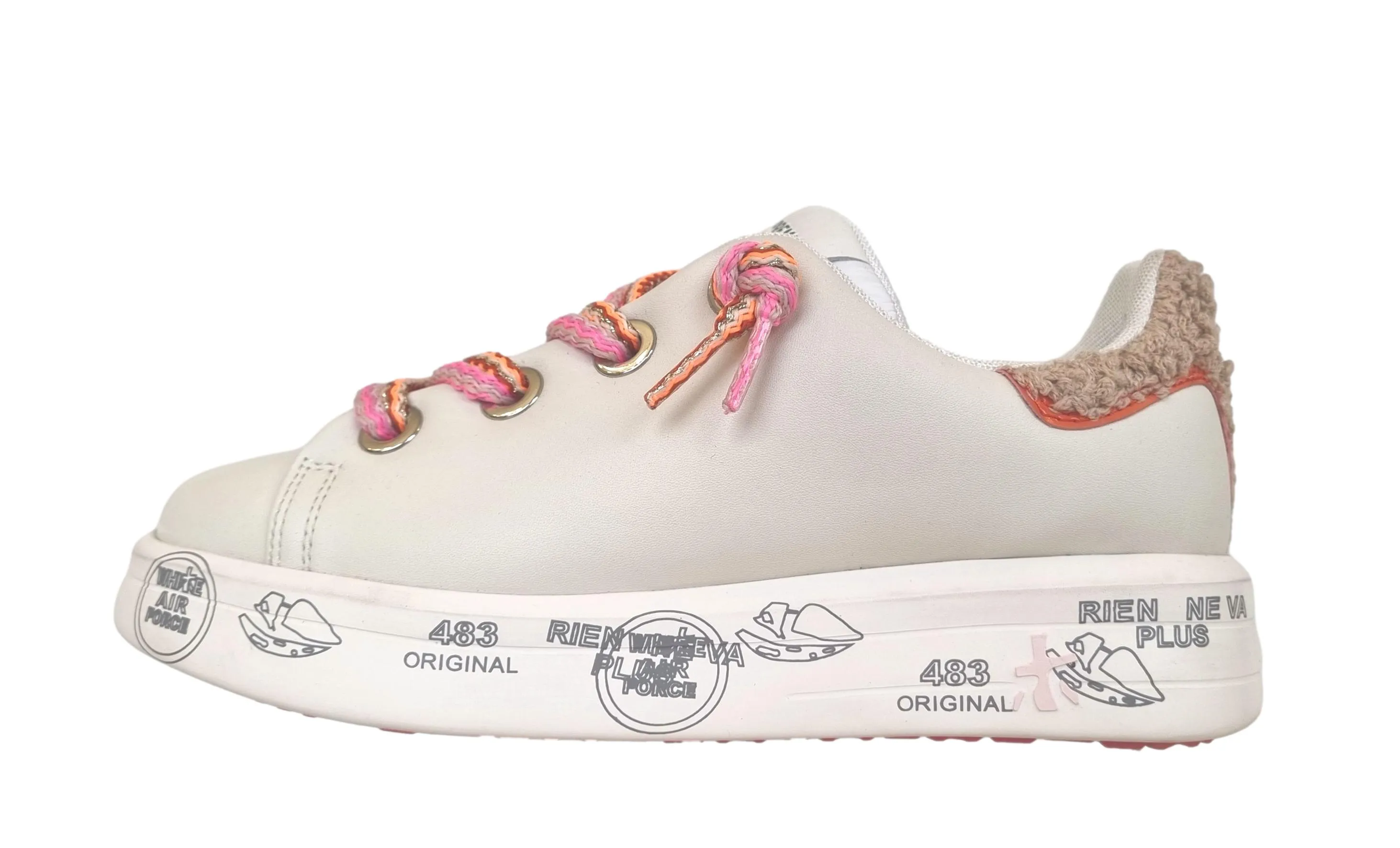 Zapatos deportivos mujer PREMIATA piel BELLE 6551 mantequilla