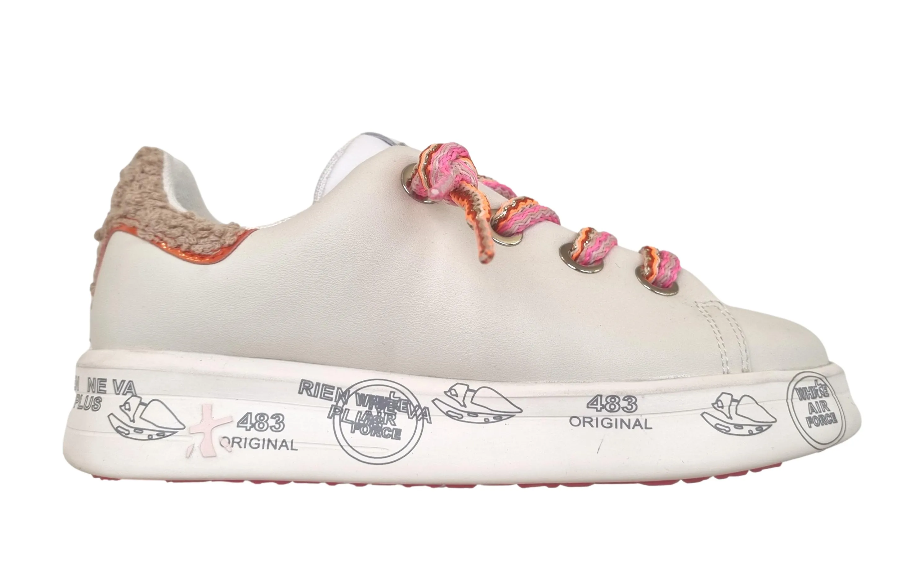 Zapatos deportivos mujer PREMIATA piel BELLE 6551 mantequilla