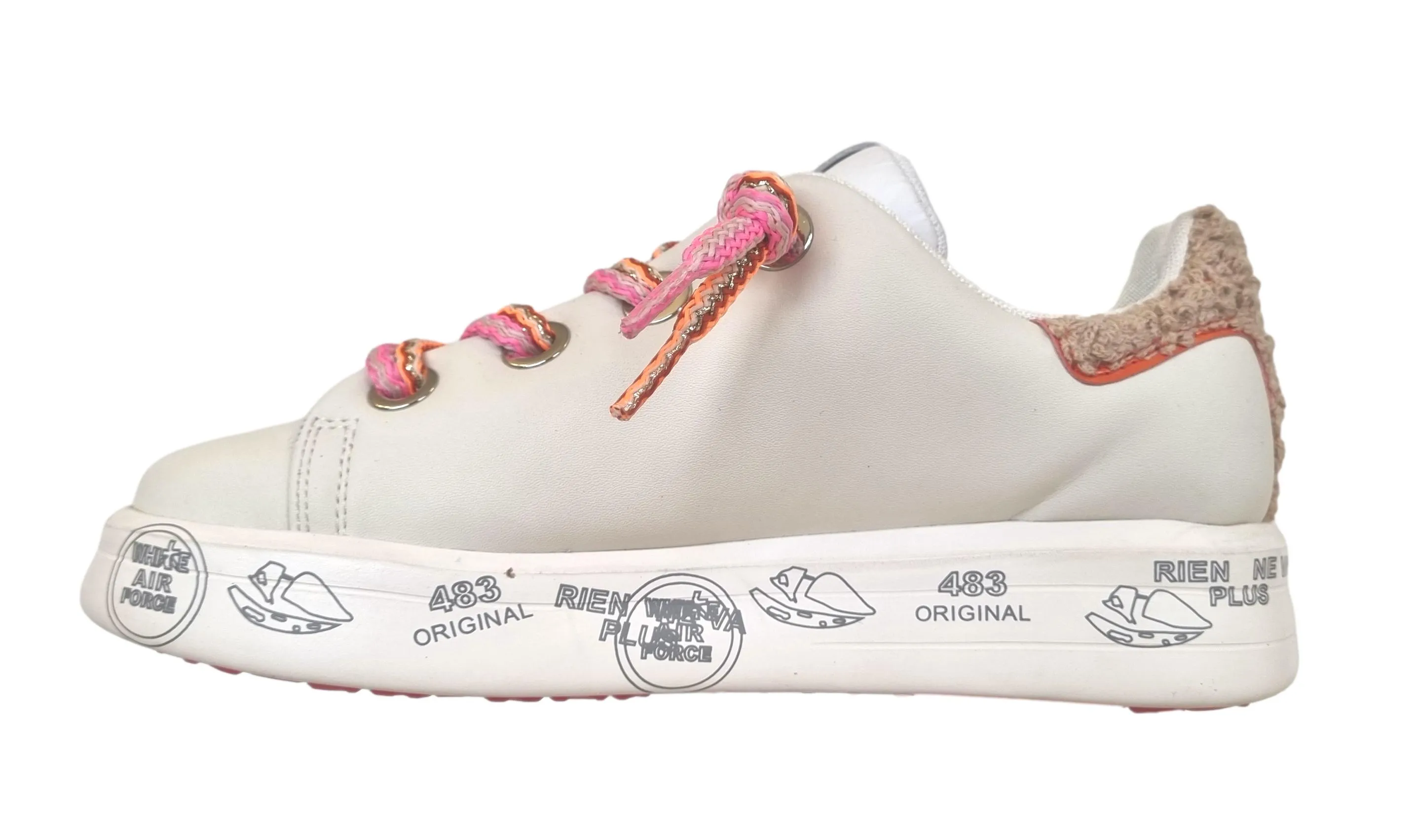 Zapatos deportivos mujer PREMIATA piel BELLE 6551 mantequilla