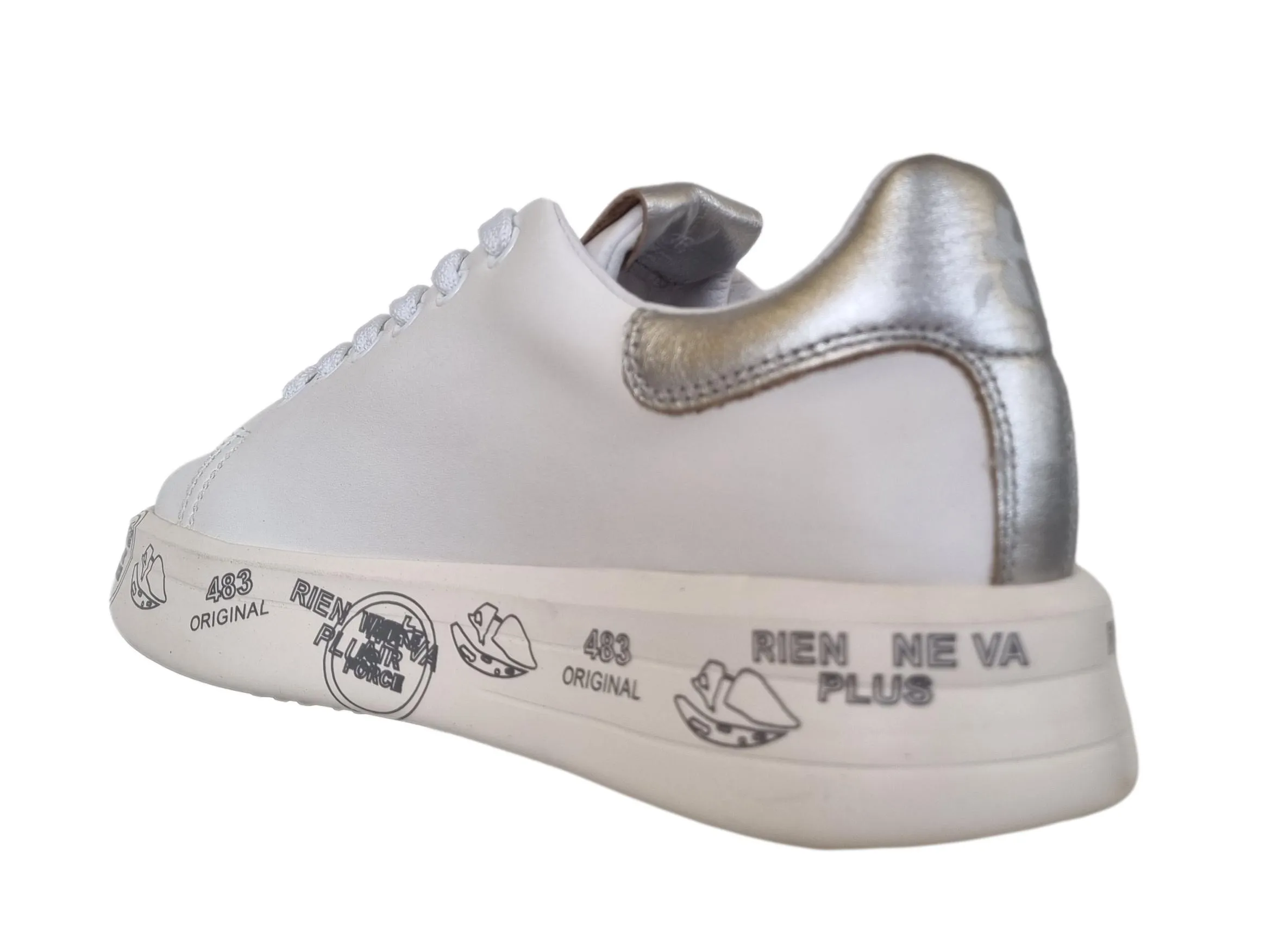 ZAPATOS DEPORTIVOS MUJER PREMIATA PIEL BELLE_6823 BLANCOPLATA