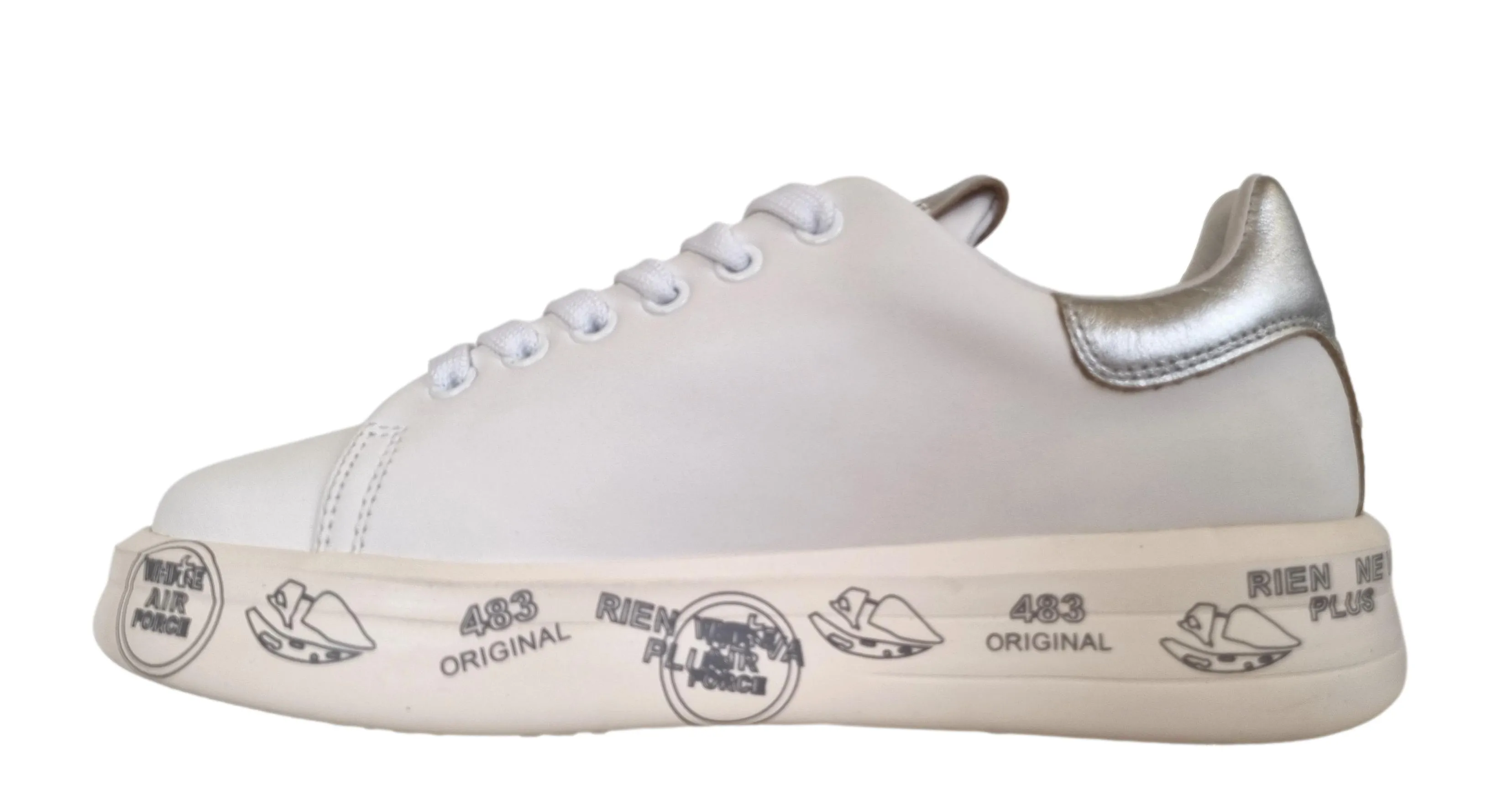 ZAPATOS DEPORTIVOS MUJER PREMIATA PIEL BELLE_6823 BLANCOPLATA