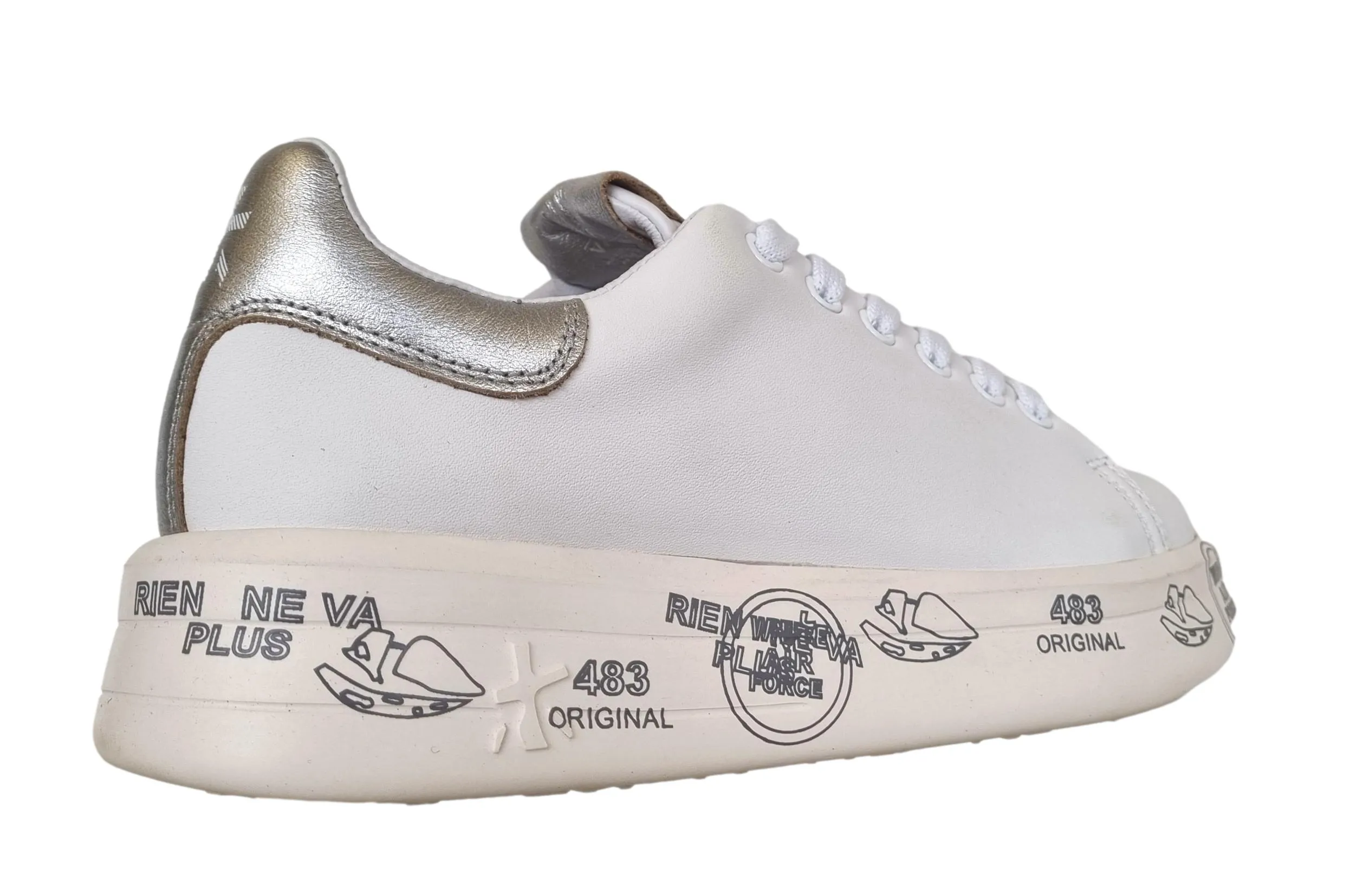 ZAPATOS DEPORTIVOS MUJER PREMIATA PIEL BELLE_6823 BLANCOPLATA