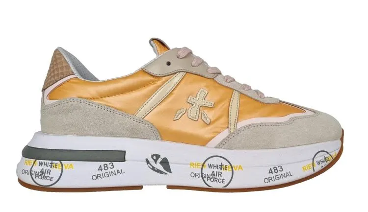 Zapatos deportivos PREMIATA de mujer en piel y nailon CASSIE_6345 naranja